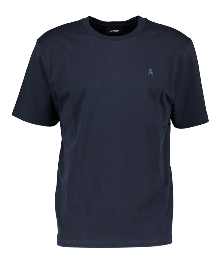 Blauwe t-shirt met korte mouwen en ronde hals Antwrp