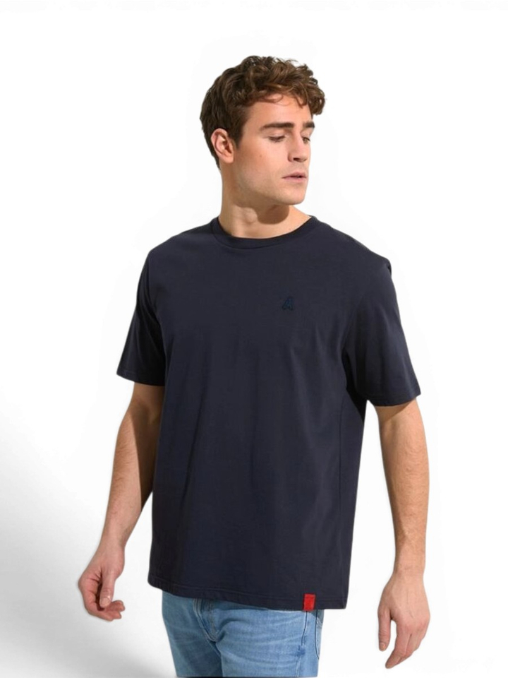 Blauwe t-shirt met korte mouwen en ronde hals Antwrp