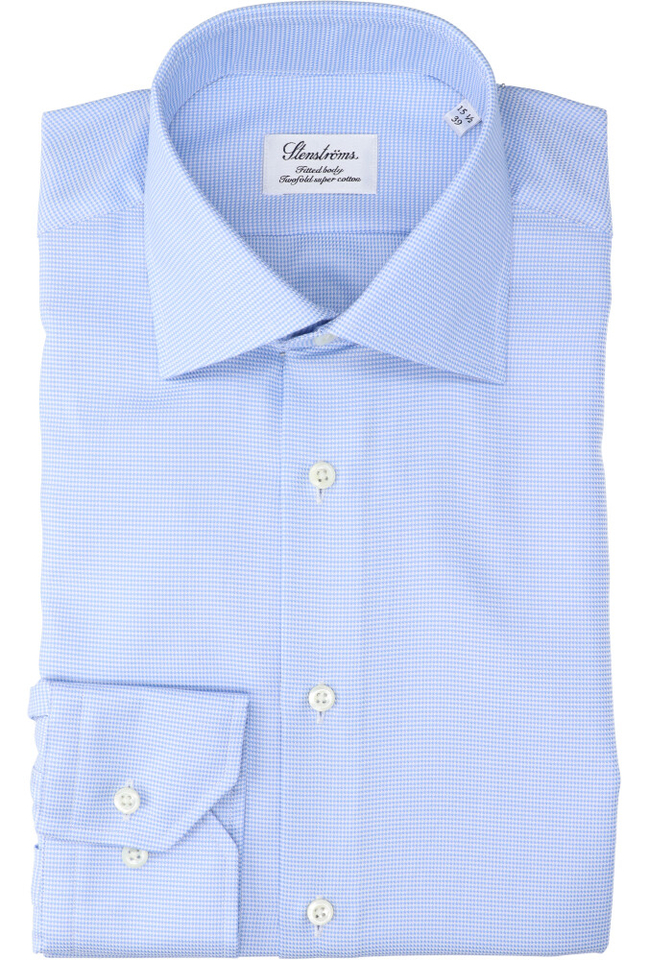 Wit blauw gespikkeld katoenen hemd regular fit met lange mouwen Stenströms 