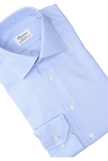 Wit blauw gespikkeld katoenen hemd regular fit met lange mouwen Stenströms 
