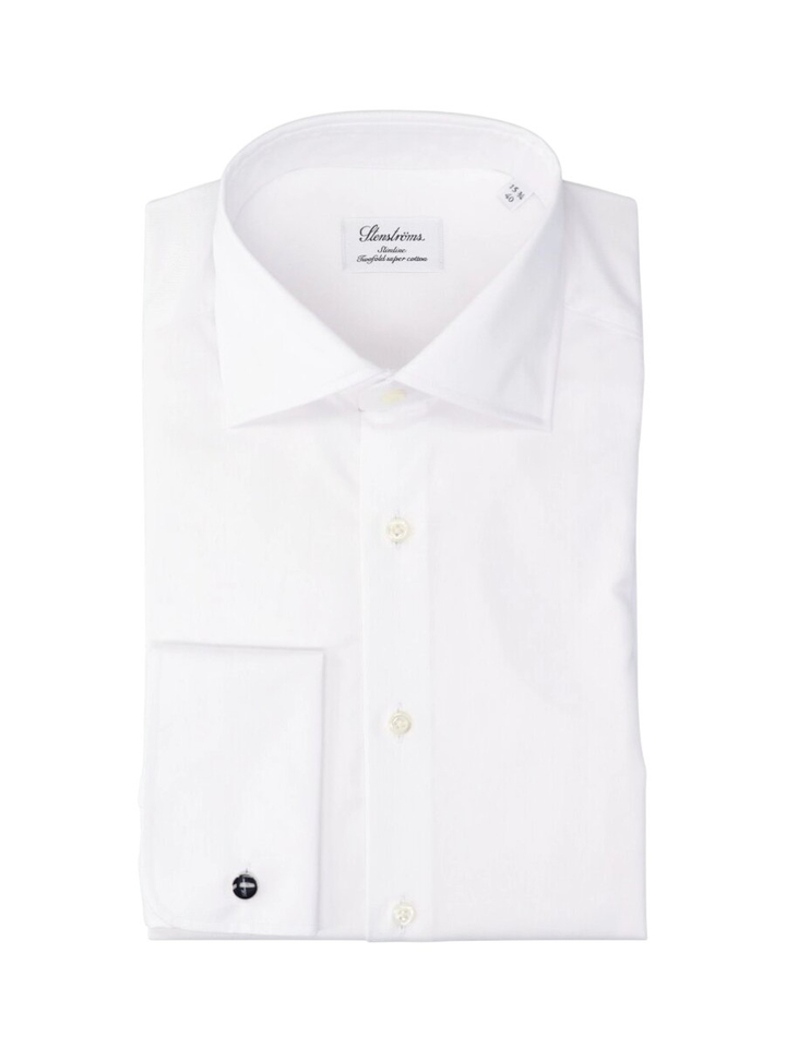 Wit katoenen hemd ( slim fit) en lange mouwen Stentröms