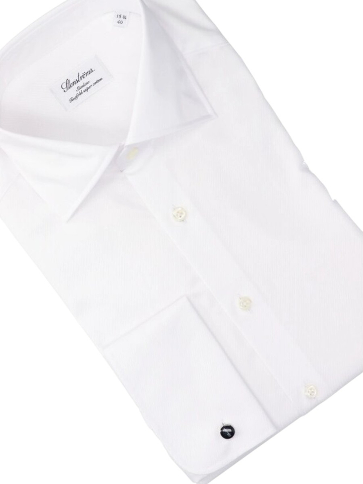 Wit katoenen hemd ( slim fit) en lange mouwen Stentröms