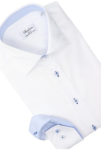 Wit hemd slim fit met blauwe knopen Stenströms