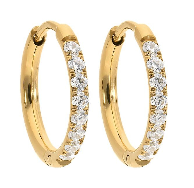 Gouden oorbel Eternity Crystal Qudo 