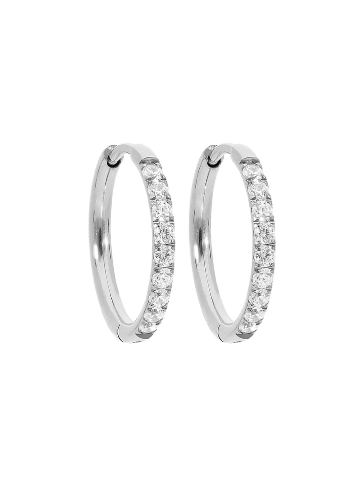 Zilver hoop oorbellen Eternity Qudo 