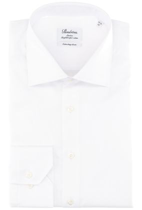 Stenströms Wit katoenen hemd slim fit met extra lange mouwen