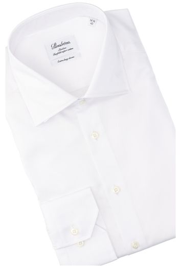 Wit katoenen hemd slim fit met extra lange mouwen Stenströms