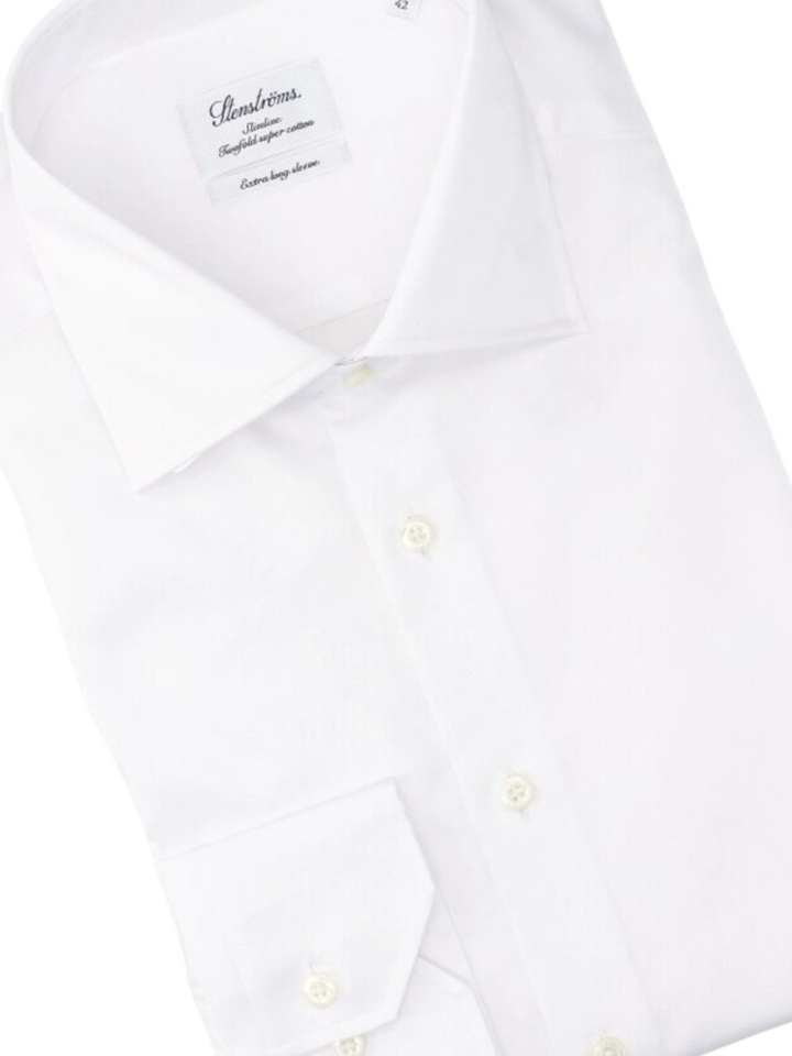 Wit katoenen hemd slim fit met extra lange mouwen Stenströms