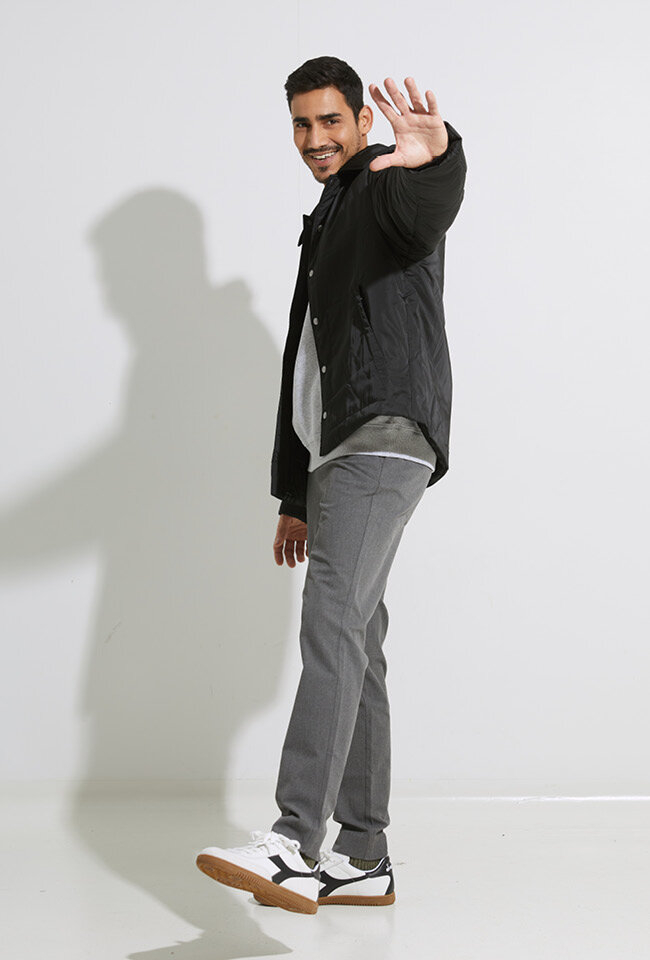 Grey melange lange broek Plain