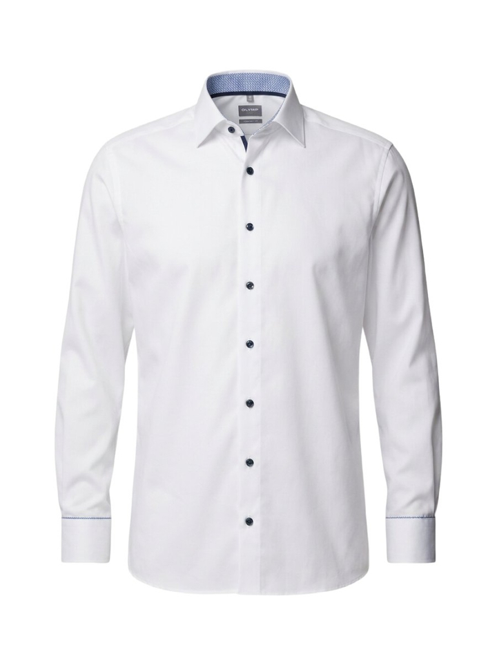 Wit katoenen gekleed hemd comfort fit met lange mouwen Olymp