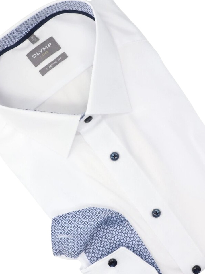 Wit katoenen gekleed hemd comfort fit met lange mouwen Olymp