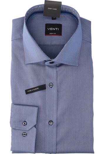 Blauw katoenen hemd slim fit met lange mouwen Venti 