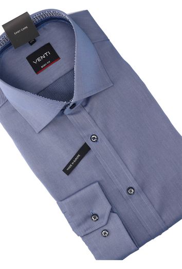 Blauw katoenen hemd slim fit met lange mouwen Venti 
