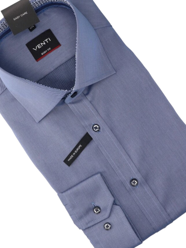 Blauw katoenen hemd slim fit met lange mouwen Venti
