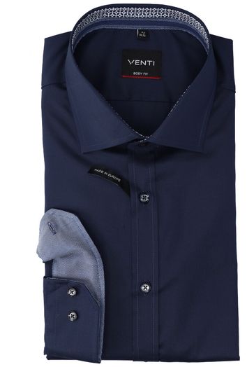 Blauw katoenen gekleed hemd slim fit met lange mouwen Venti 