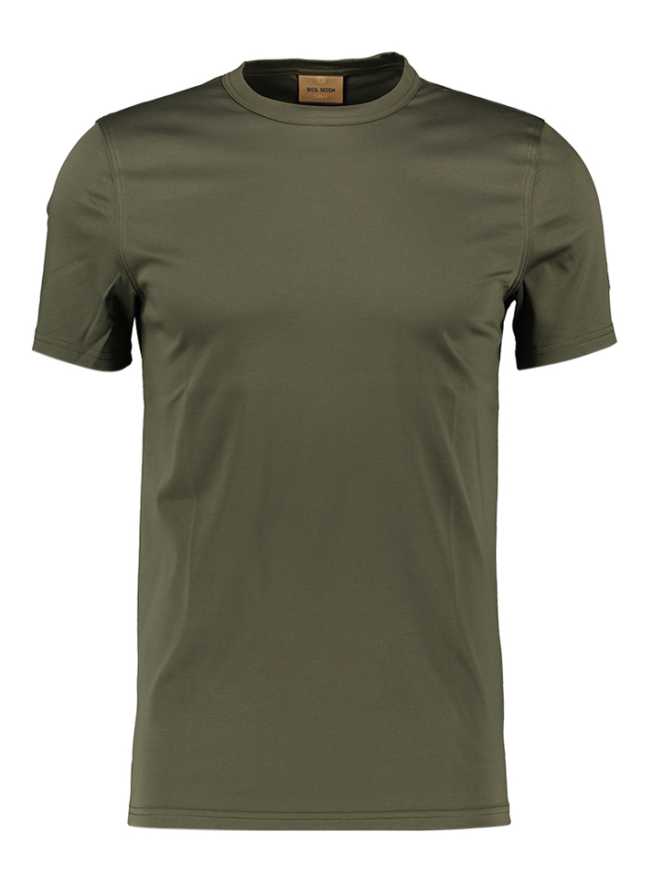 Kaki kleuirge t-shirt met ronde hals Mos Mosh 