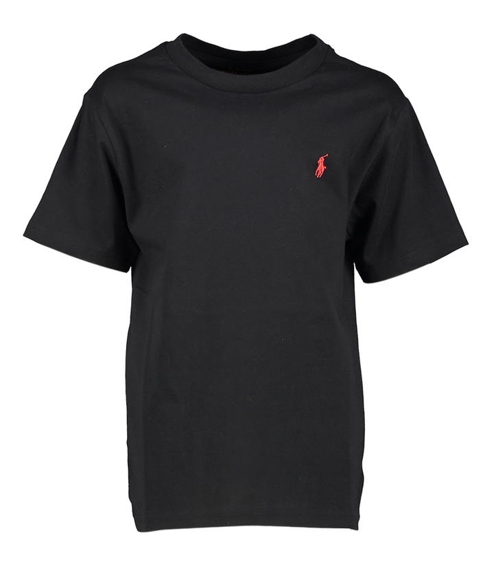 Zwarte t-shirt met korte mouwen en rood logo Ralph Lauren