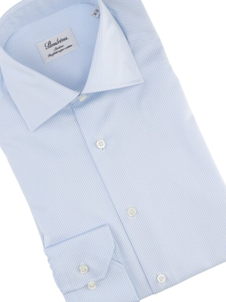 blauw en wit gestreept hemd slim fit met lange mouwen Stenströms