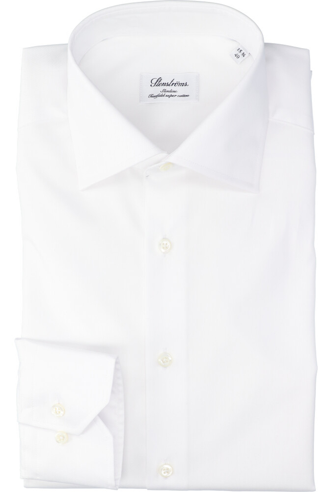 Wit katoenen hemd slim fit met lange mouwen Stenströms