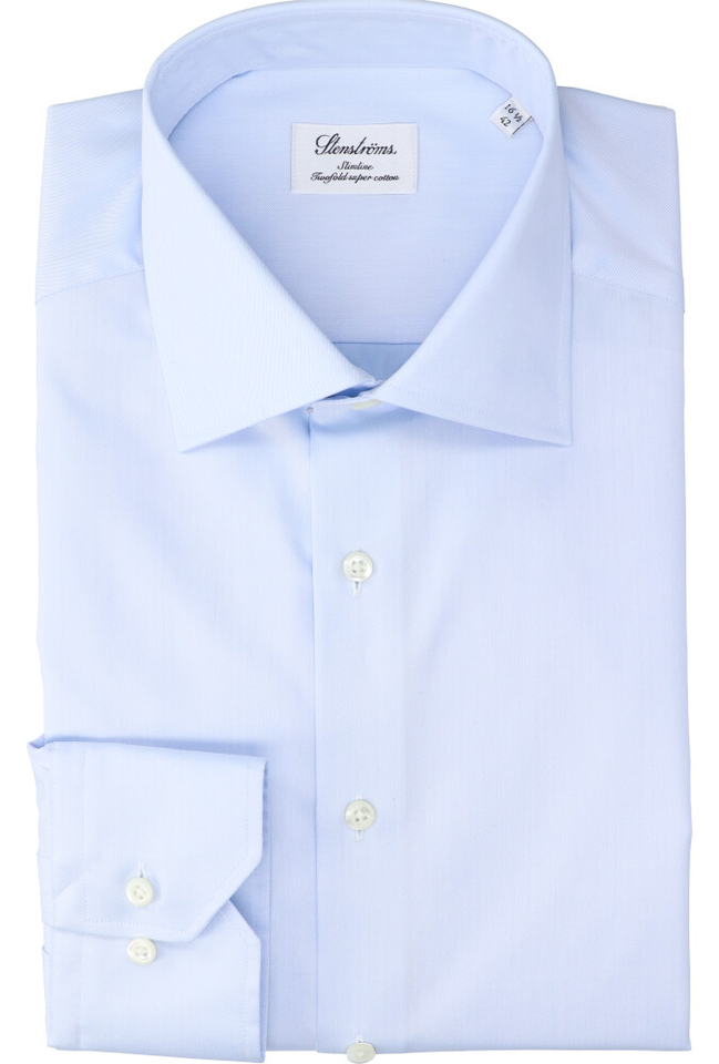 Lichtblauw katoenen hemd slim fit met lange mouwen Stenströms