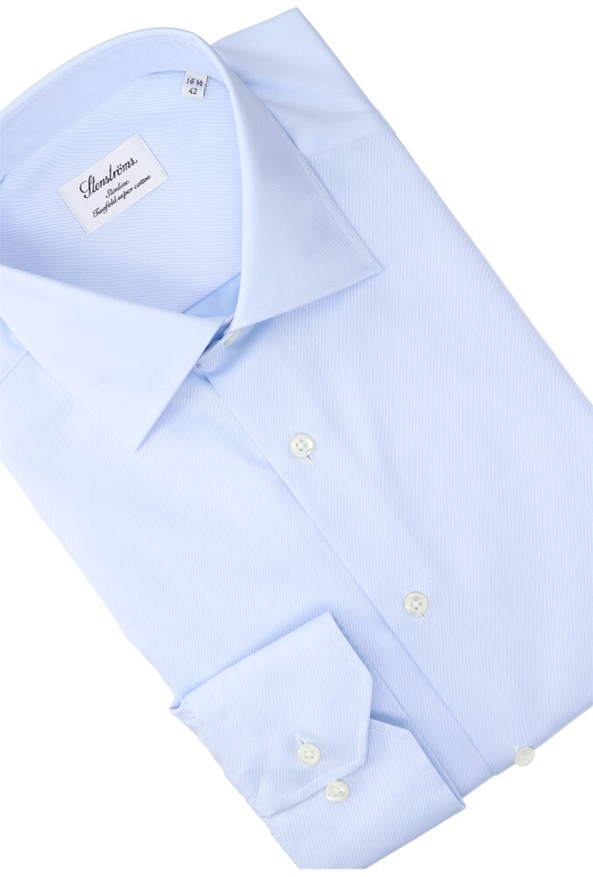 Lichtblauw katoenen hemd slim fit met lange mouwen Stenströms