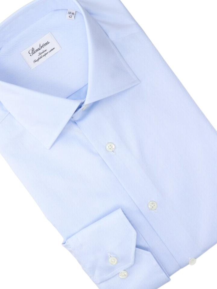 Lichtblauw katoenen hemd slim fit met lange mouwen Stenströms