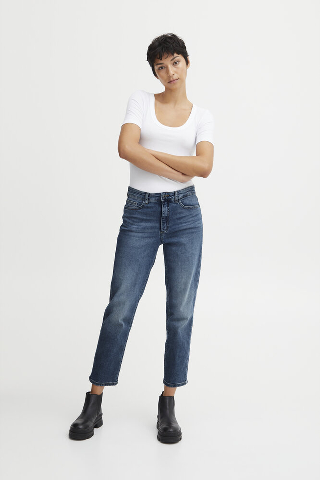 Blauwe cropped jeans Ichi