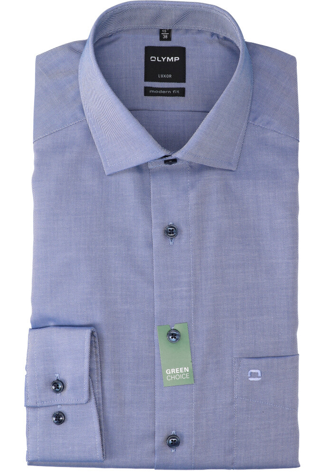 Blauw katoenen hemd regular fit met lange mouwen Olymp 