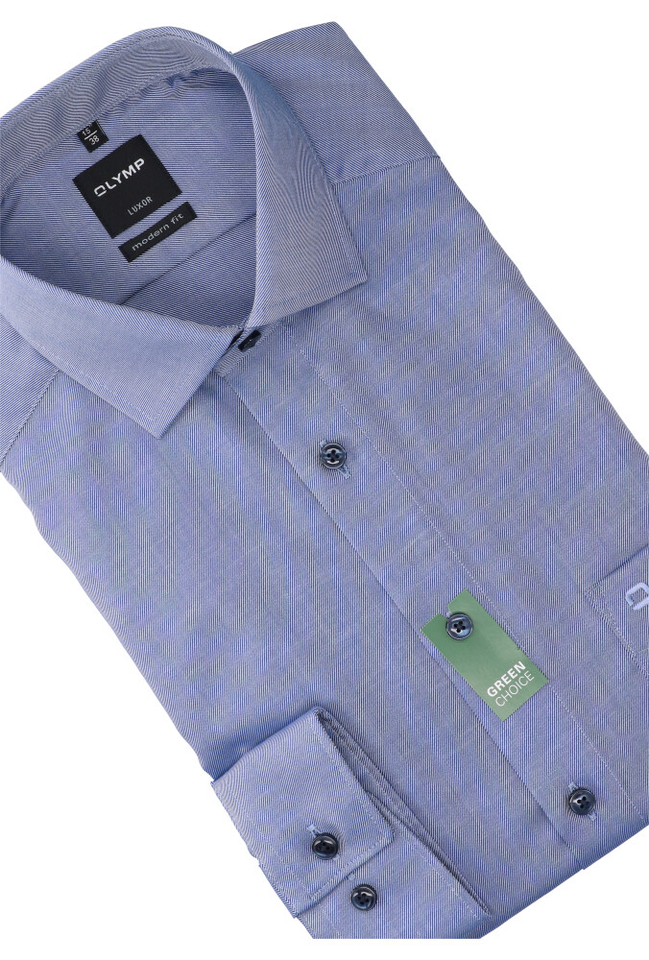 Blauw katoenen hemd regular fit met lange mouwen Olymp 