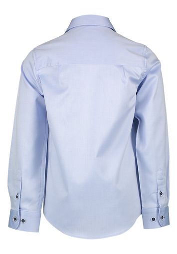 Blauw katoenen hemd (slim fit)  met lange mouwen en donkerblauwe knopen Communie R2