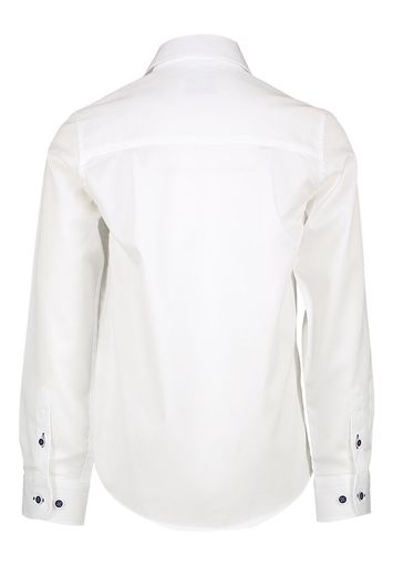 Wit katoenen hemd (slim fit) met lange mouwen en donkere knopen Communie R2