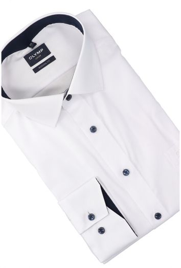 Wit katoenen hemd ( regular fit ) met details en lange mouwen Olymp
