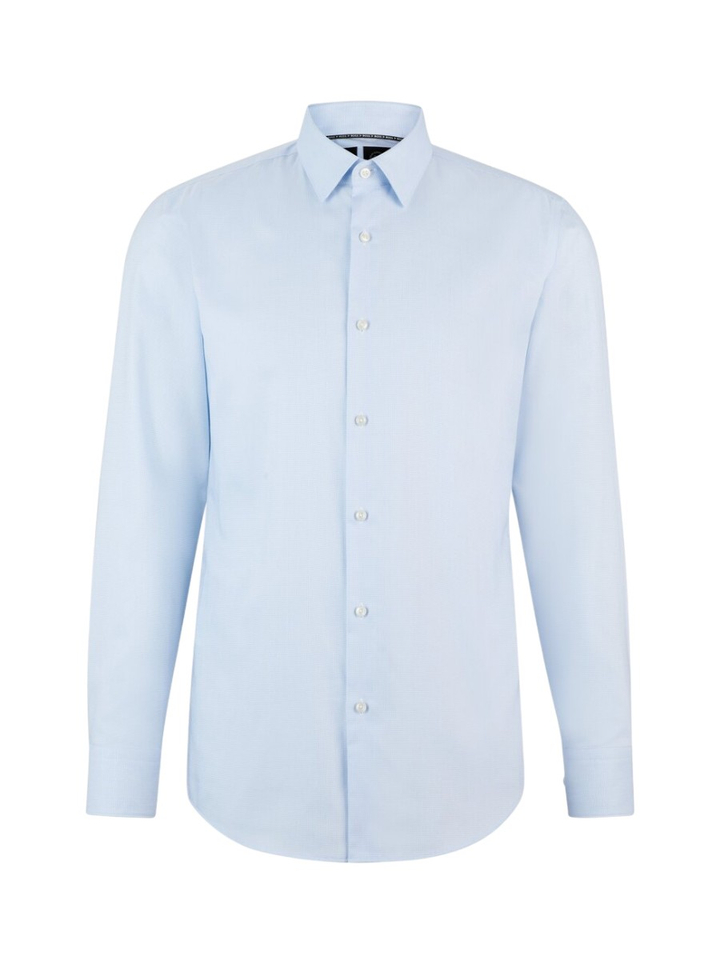 Lichtblauw hemd met licht patroon slim fit met lange mouwen Hugo Boss