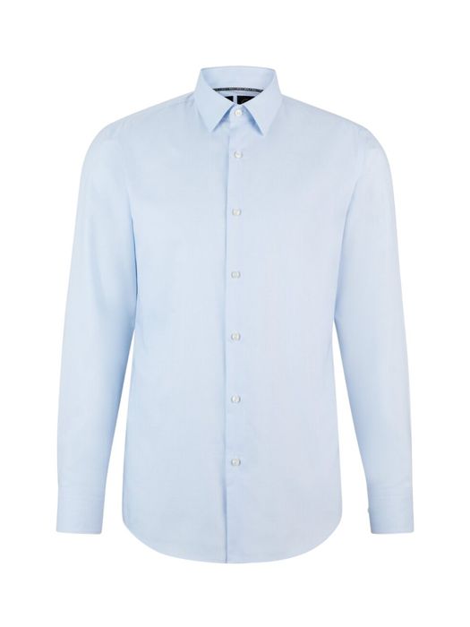 Lichtblauw hemd met licht patroon slim fit met lange mouwen Hugo Boss