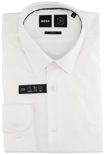 Wit katoenen hemd slim fit met lange mouwen Hugo Boss