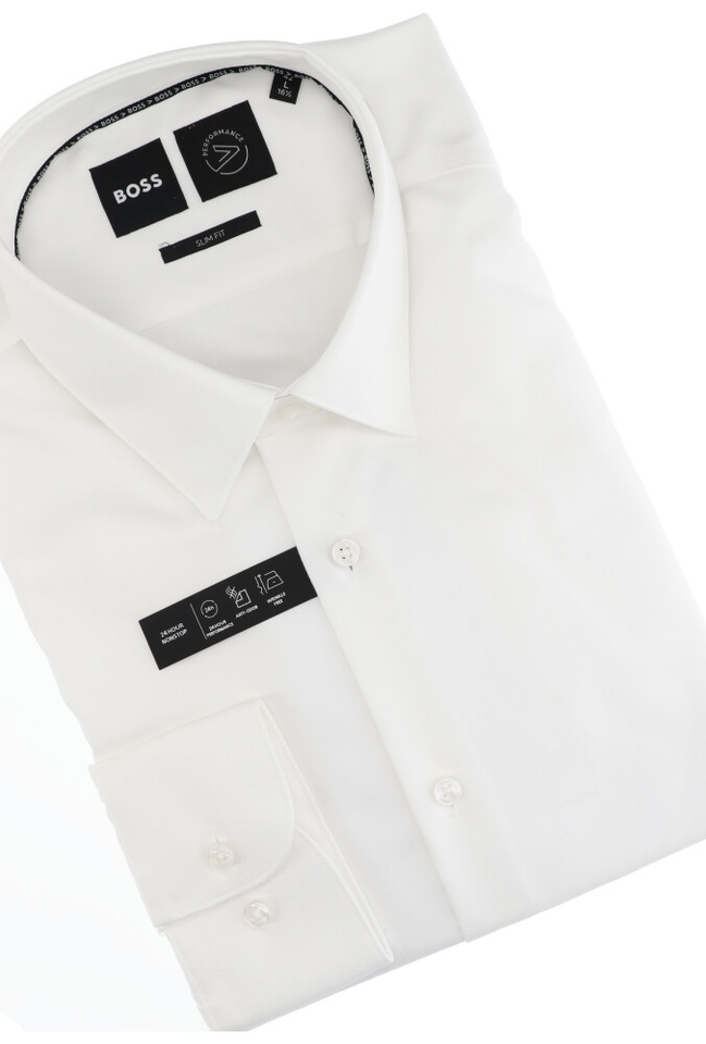 Wit katoenen hemd slim fit met lange mouwen Hugo Boss