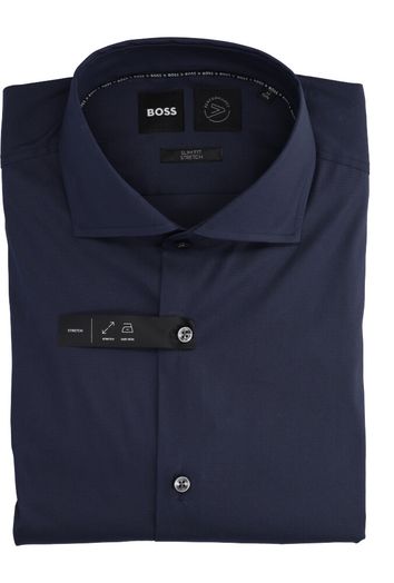 Donkerblauw hemd slim fit met lange mouwen Hugo Boss 