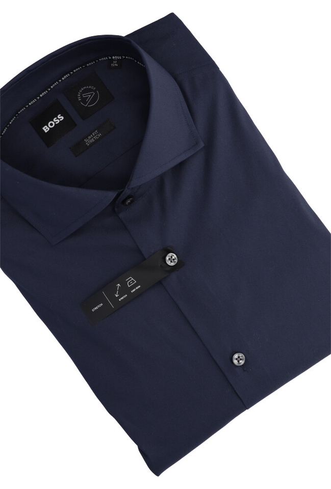 Donkerblauw hemd slim fit met lange mouwen Hugo Boss
