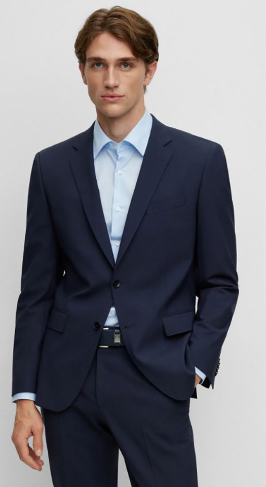 Effen donkerblauwe blazer Hugo Boss