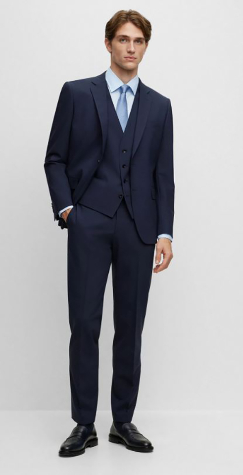 Effen donkerblauwe blazer Hugo Boss