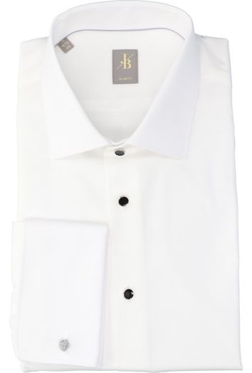 Wit katoenen hemd slim fit met lange mouwen en zwarte knopen Jacques Britt