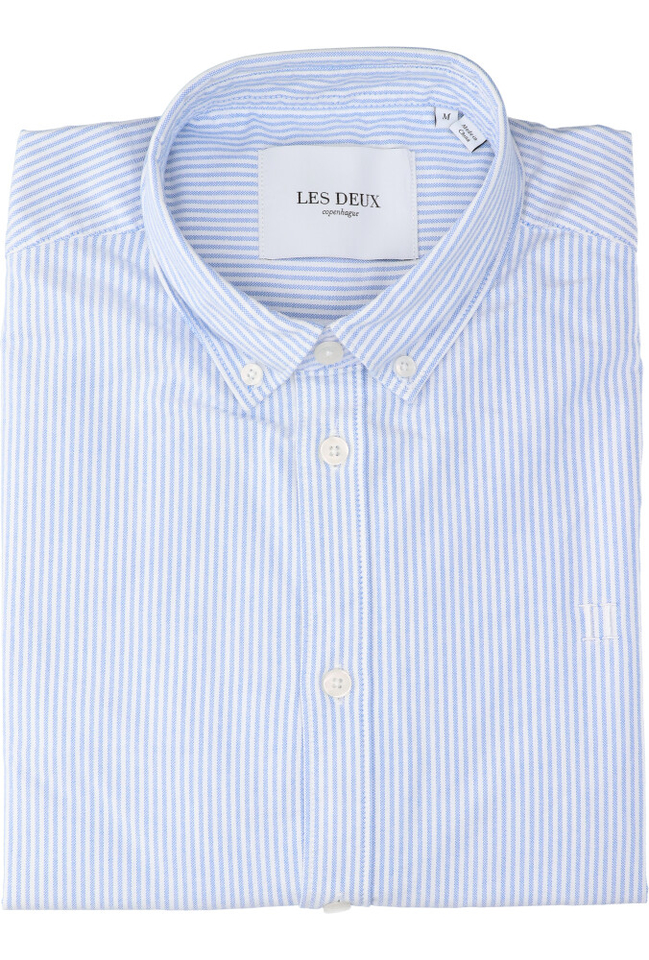 Blauw en wit gestreept hemd regular fit met lange mouwen Christian Les Deux