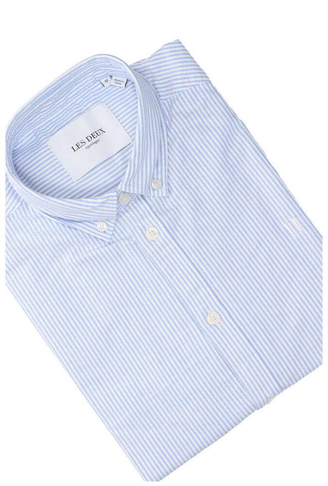 Blauw en wit gestreept hemd regular fit met lange mouwen Christian Les Deux