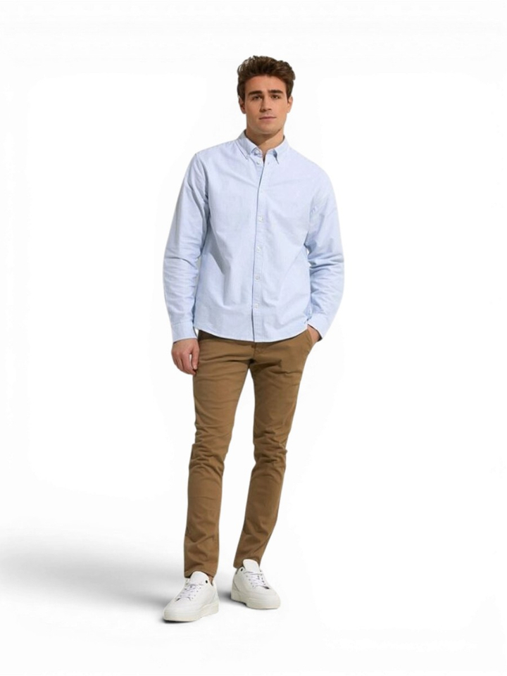 Blauw en wit gestreept hemd regular fit met lange mouwen Christian Les Deux