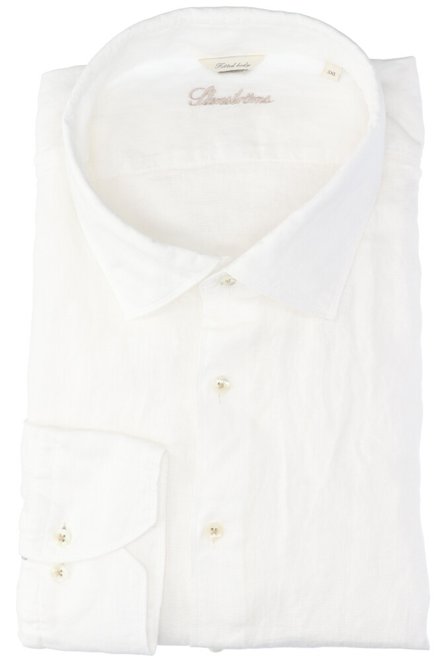 Wit linnen hemd regular fit met lange mouwen Stenströms