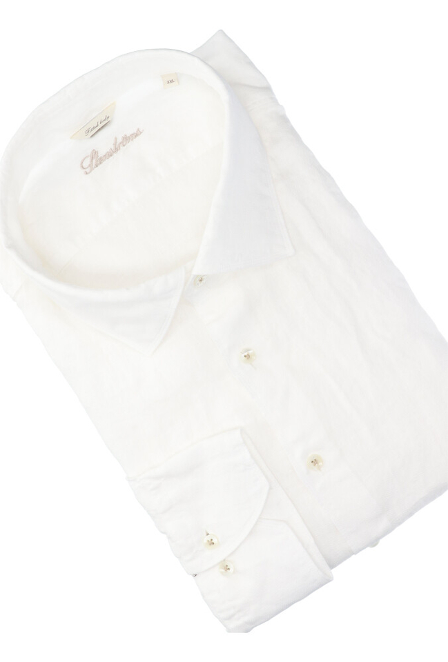 Wit linnen hemd regular fit met lange mouwen Stenströms