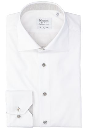 Stenströms Wit katoenen gekleed hemd regular fit met extra lange mouwen