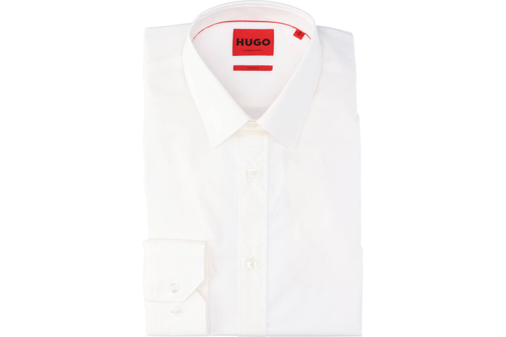 Wit klassiek hemd slim fit met lange mouwen Elisha Hugo Boss