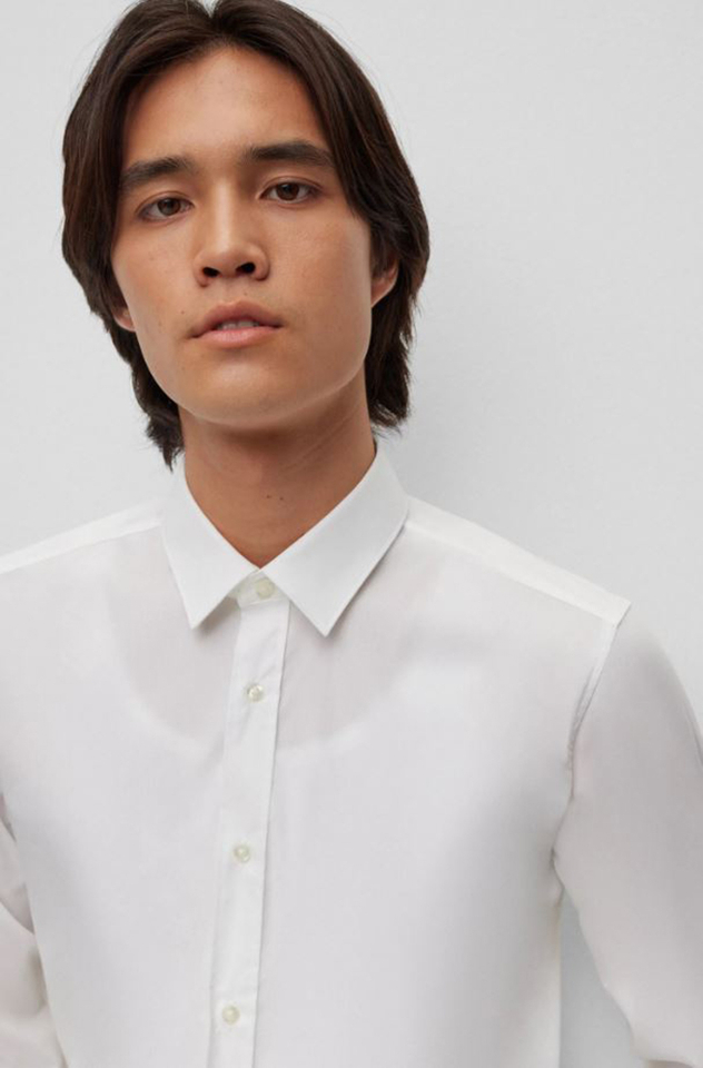 Wit klassiek hemd slim fit met lange mouwen Elisha Hugo Boss