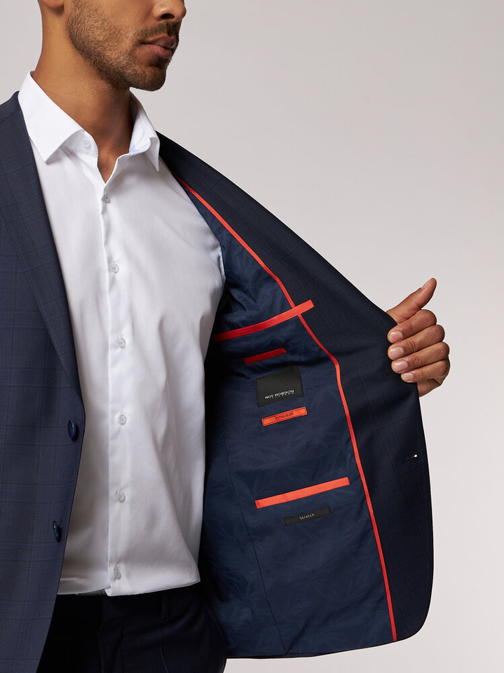 Blauwe blazer met streepjesmotief Roy Robson